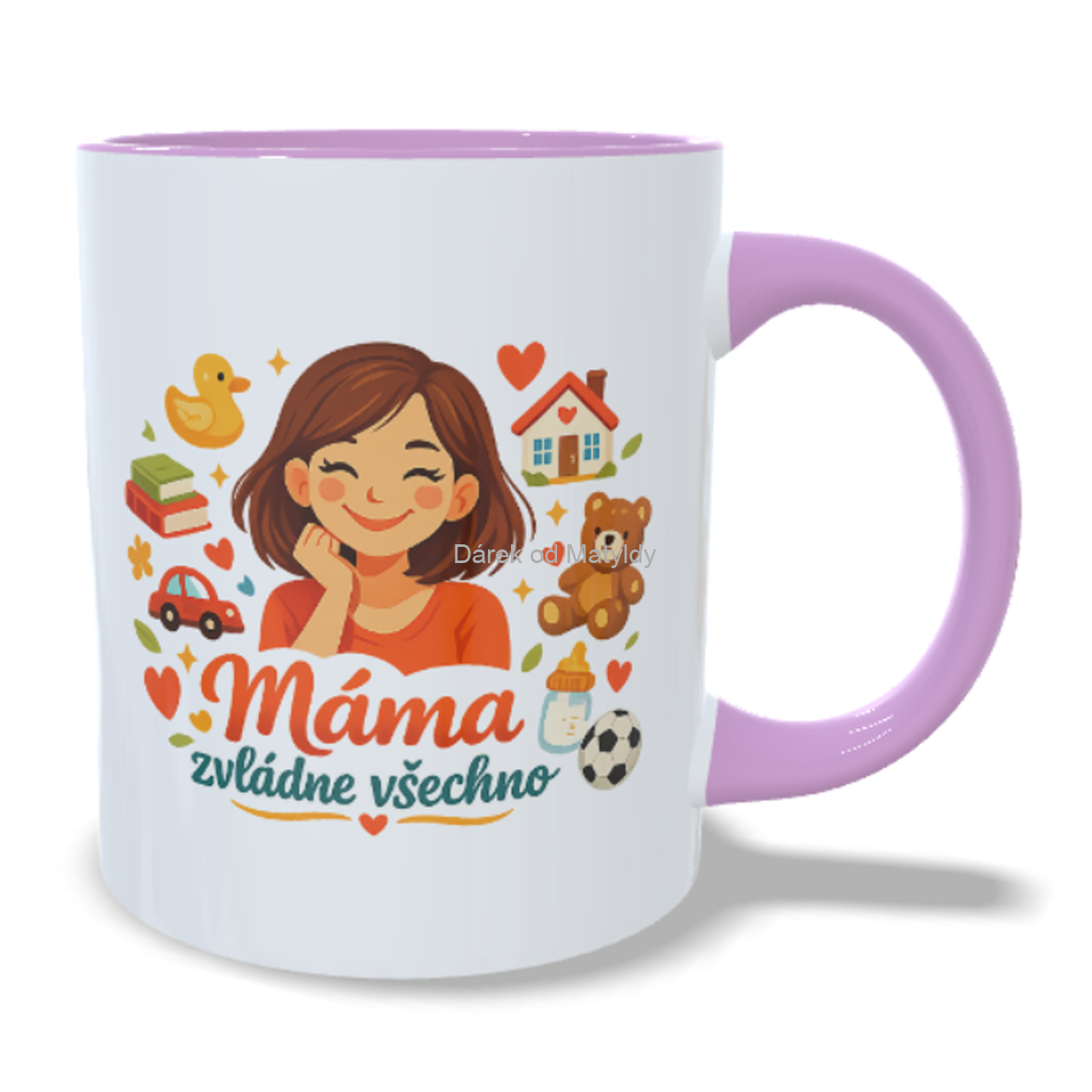 Hrnek - "Máma zvládne všechno" - 330 ml – dárek Den Matek - Růžová