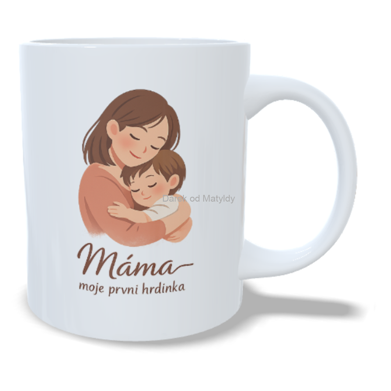 Hrnek - "Máma moje první hrdinka" - 330 ml – dárek Den Matek - Bílá