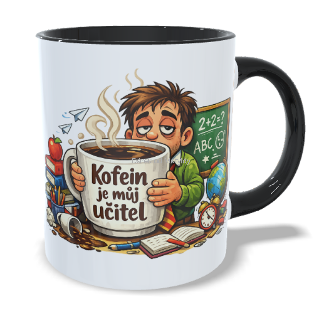 Hrnek pro učitele - 330 ml – "Kofein je můj učitel" - Černá