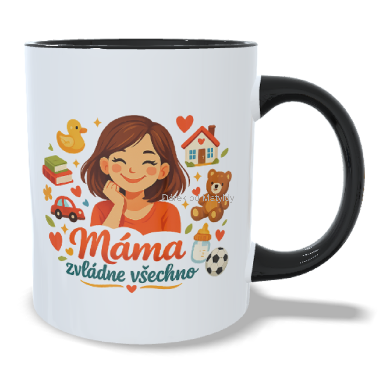 Hrnek - "Máma zvládne všechno" - 330 ml – dárek Den Matek - Černá