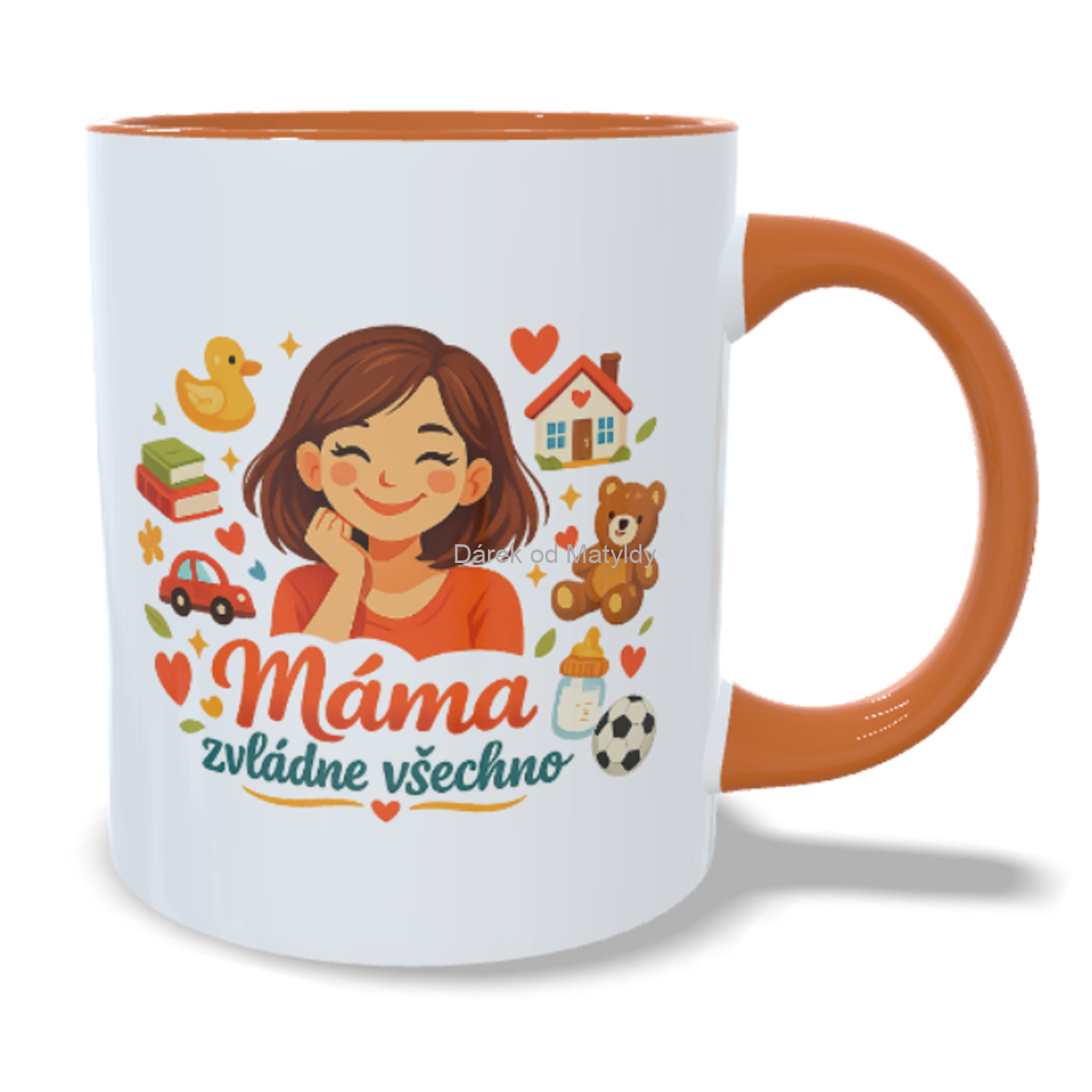Hrnek - "Máma zvládne všechno" - 330 ml – dárek Den Matek - Oranžová