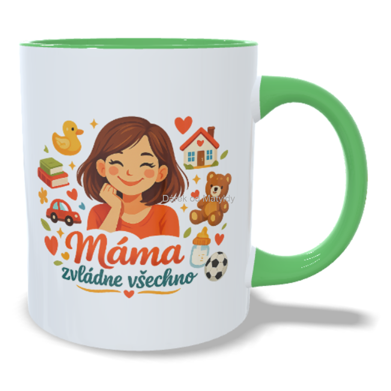 Hrnek - "Máma zvládne všechno" - 330 ml – dárek Den Matek - Zelená