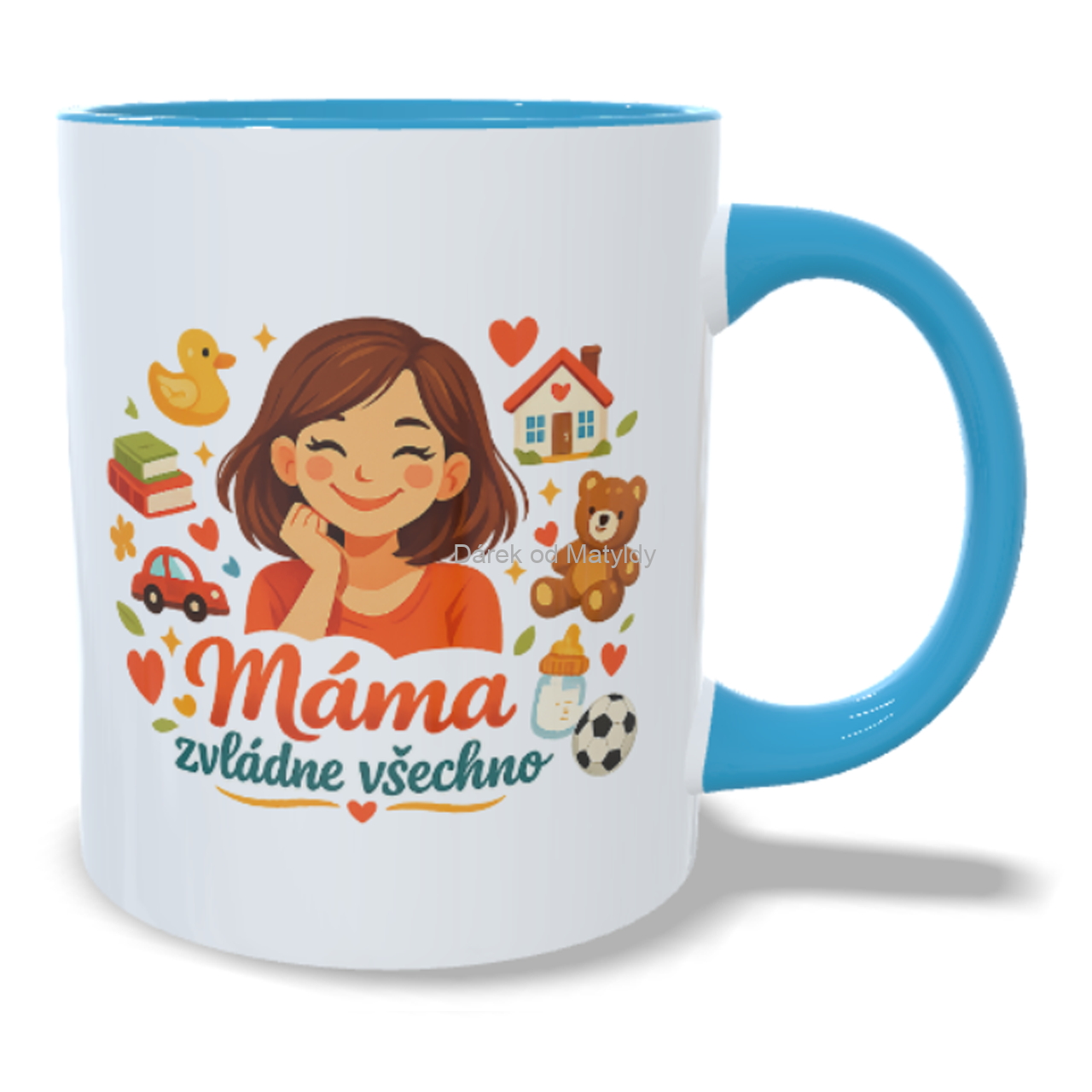 Hrnek - "Máma zvládne všechno" - 330 ml – dárek Den Matek - Modrá