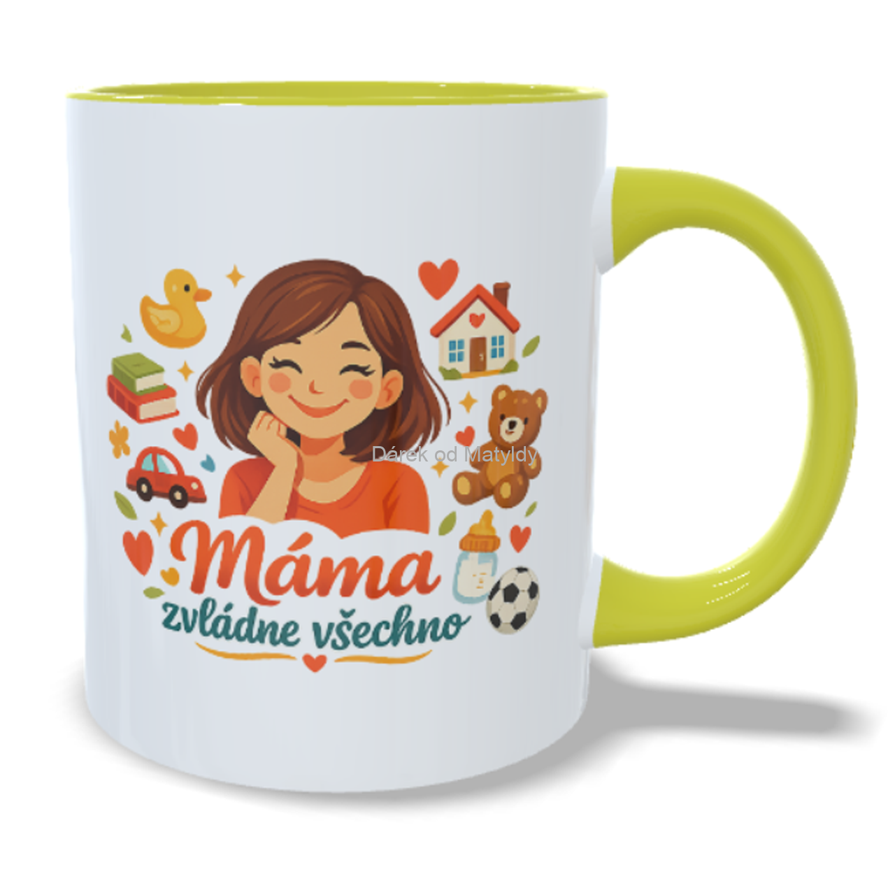 Hrnek - "Máma zvládne všechno" - 330 ml – dárek Den Matek - Žlutá