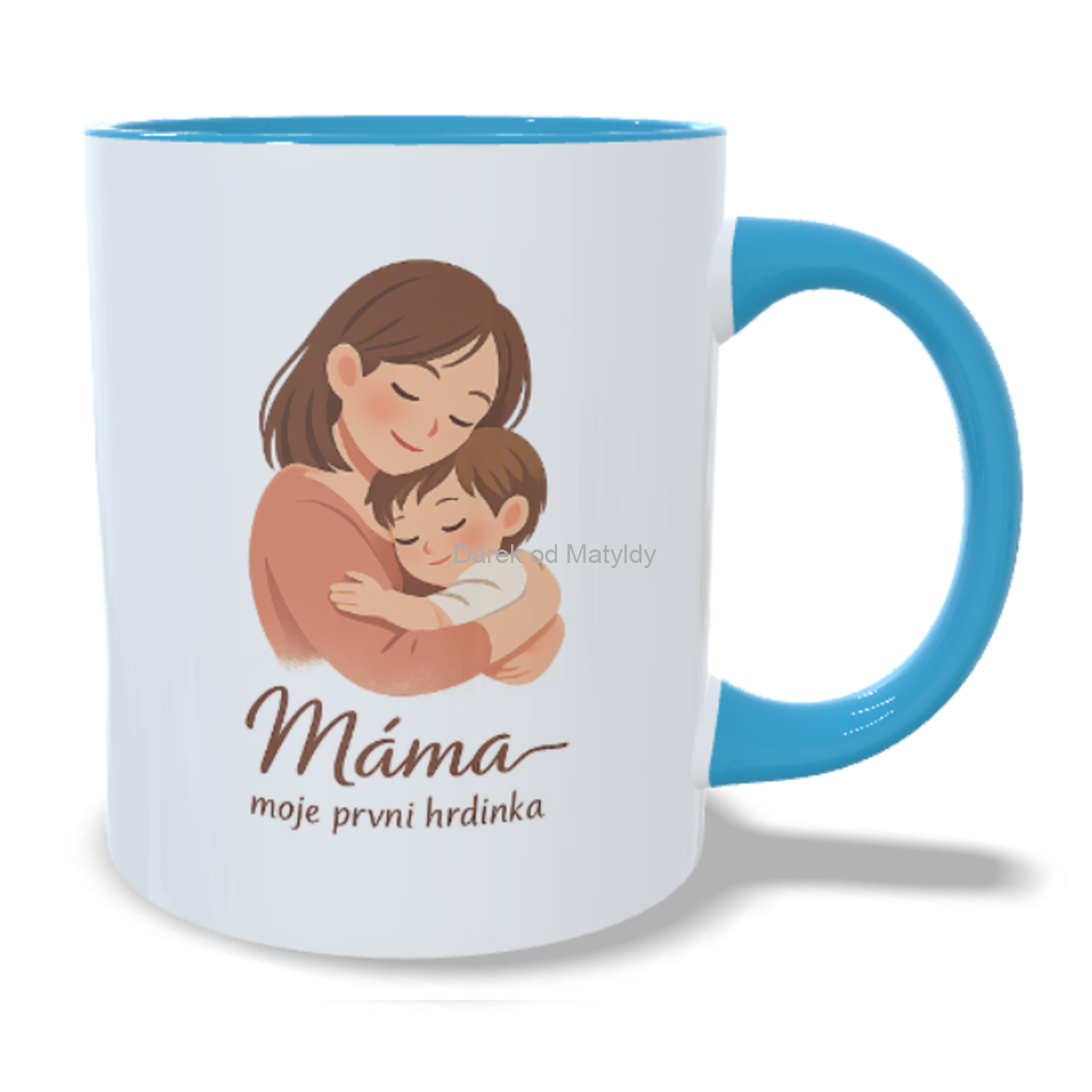 Hrnek - "Máma moje první hrdinka" - 330 ml – dárek Den Matek - Modrá