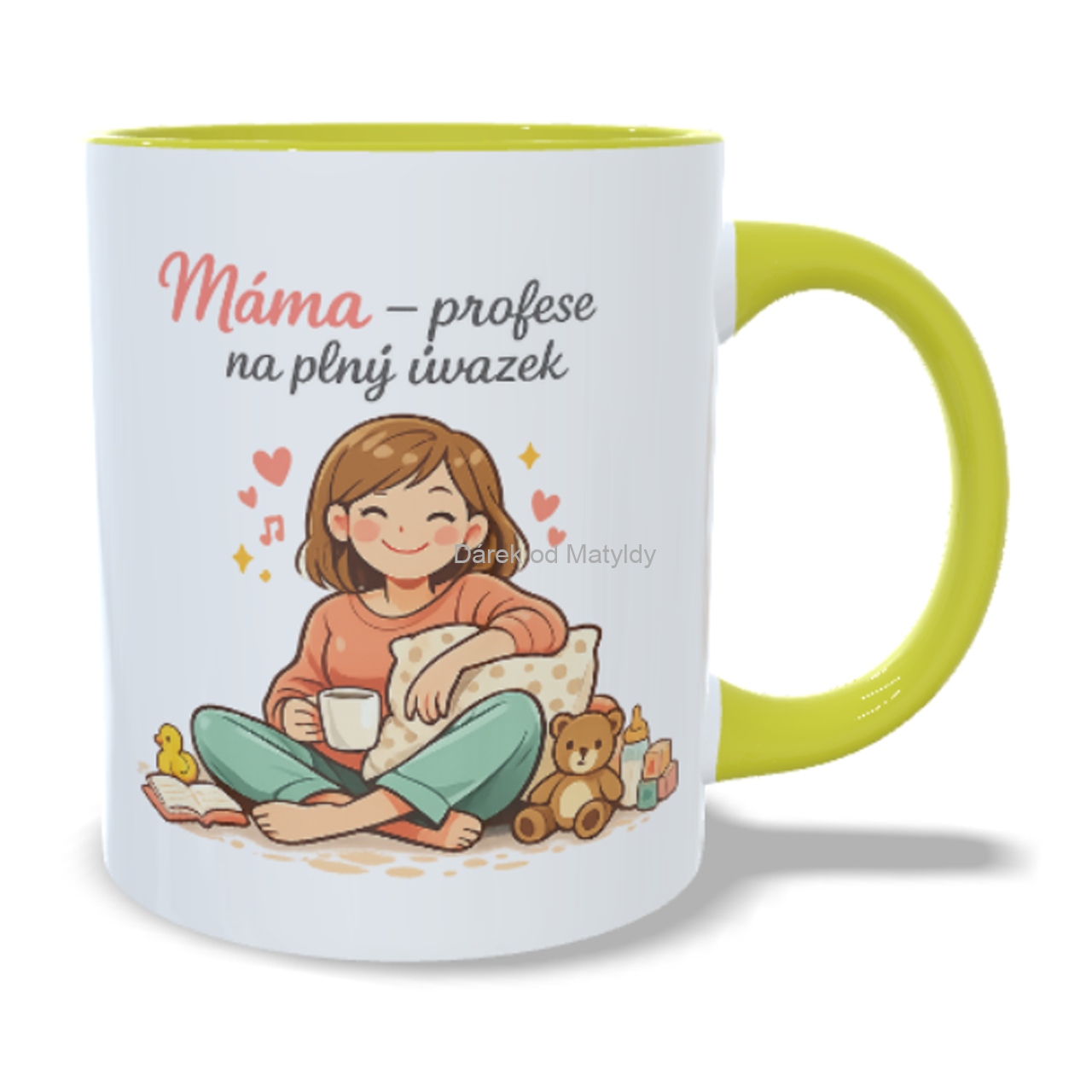 Hrnek "Máma – profese na plný úvazek" 330 ml – Dárek Den Matek - Žlutá