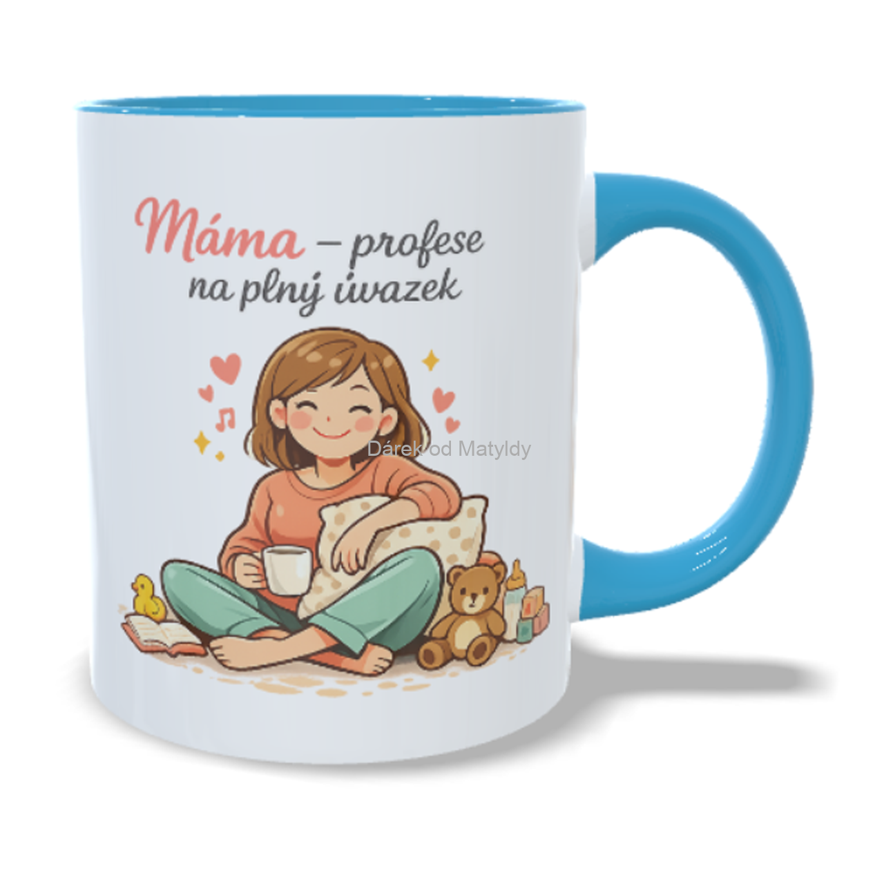 Hrnek "Máma – profese na plný úvazek" 330 ml – Dárek Den Matek - Modrá