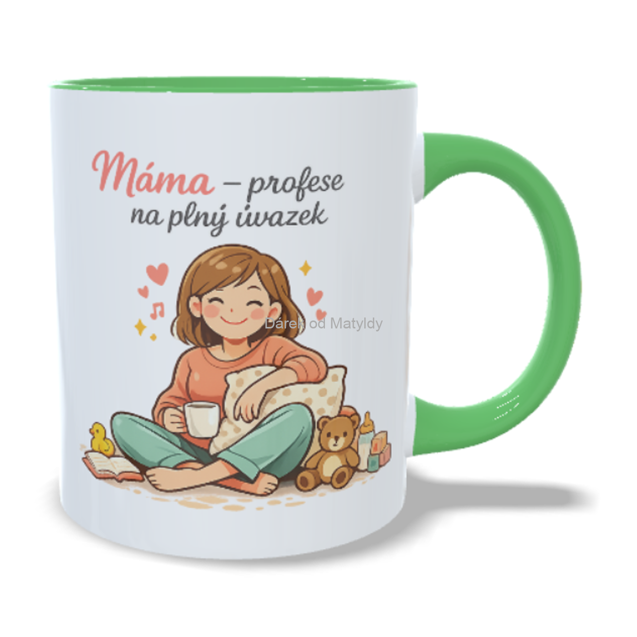 Hrnek "Máma – profese na plný úvazek" 330 ml – Dárek Den Matek - Zelená