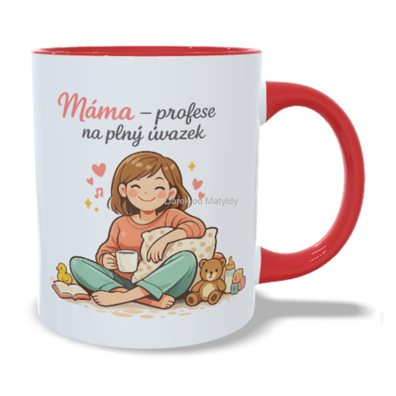 Hrnek "Máma – profese na plný úvazek" 330 ml – Dárek Den Matek - Červená