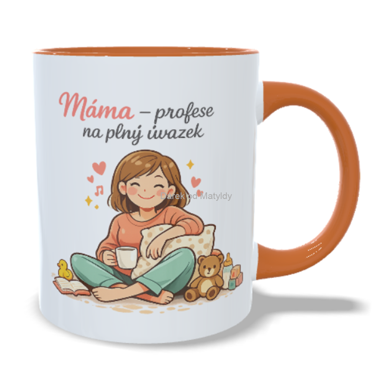 Hrnek "Máma – profese na plný úvazek" 330 ml – Dárek Den Matek - Oranžová
