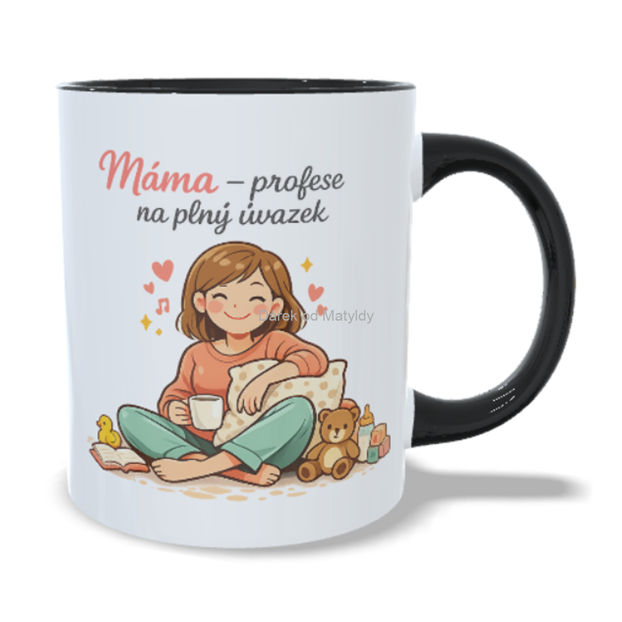 Hrnek "Máma – profese na plný úvazek" 330 ml – Dárek Den Matek - Černá
