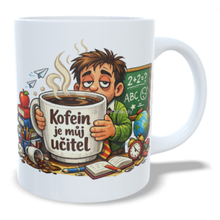 Hrnek pro učitele - 330 ml – "Kofein je můj učitel" - Bílá